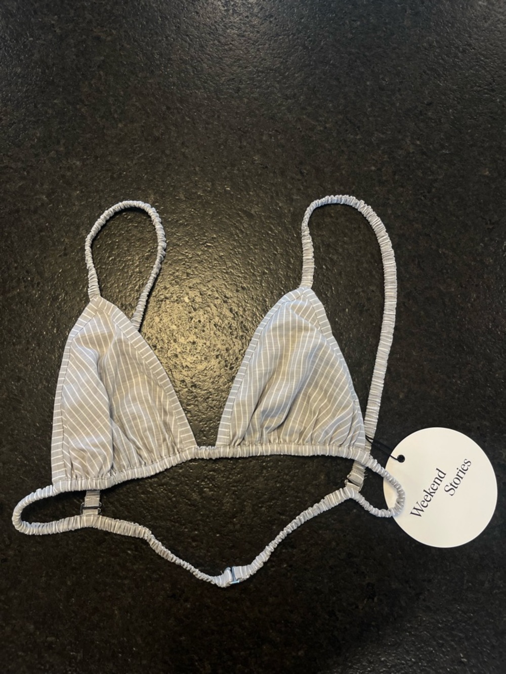 Weekend Stories Striped Triangle Swim Top